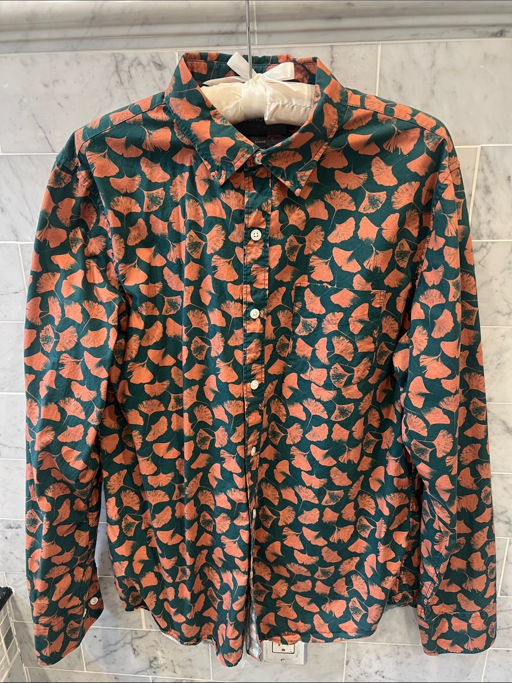 Bonobos Button Down Long Sleeve Shirt with Ginko Leaf Print size M